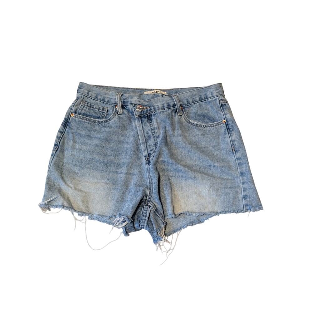 YMI Distressed cut off; cross button; high waised denim jean shorts, Size , 11